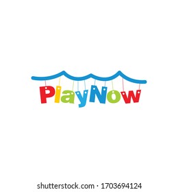 Zona de juegos infantil creativa para niños en plantilla de diseño de logotipo vectorial de estilo colorido. 