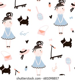 Creative kids seamless pattern. Childish texture for fabric, textile.Vector Illustration