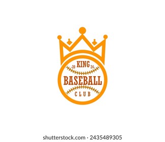 plantilla de diseño de logotipo de béisbol rey creativo