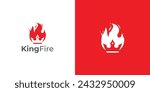 Creative King Fire Logo. Fire and Crown with Modern Style. Flame Crown Logo Icon Symbol Vector Design Template.	