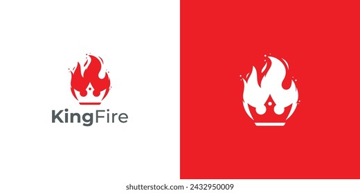 Creative King Fire Logo. Fire and Crown with Modern Style. Flame Crown Logo Icon Symbol Vector Design Template.	