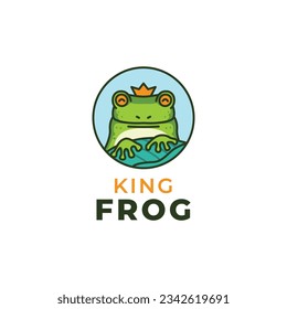 creative king frog round icon logo illustration
