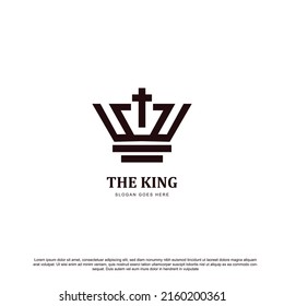 Creative the king logo with cross Christian vector