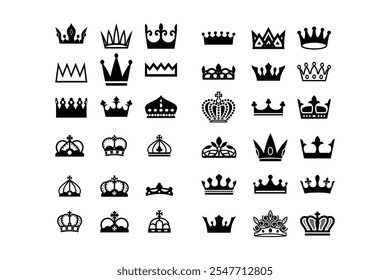 Creative King and Queen Crowns Vector Set
