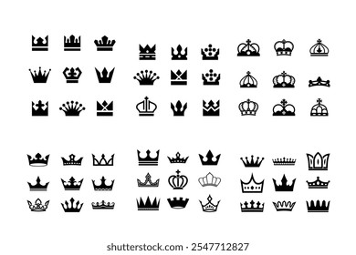Creative King and Queen Crowns Vector Set
