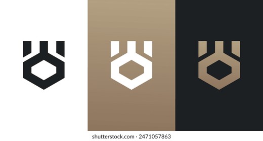 Diseño creativo del logotipo del escudo del rey. Vector Premium