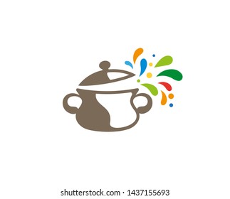 Creative kitchen Cooker Splashes Logo Vector Illustration