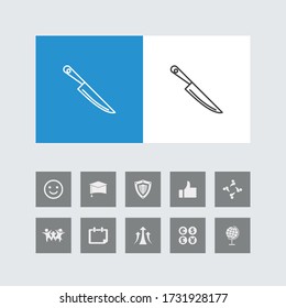 Creative kitchen knife Line Icon with Bonus Icons. 