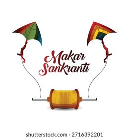 Cometas creativas y Ilustración vectorial firki para feliz sankranti makar