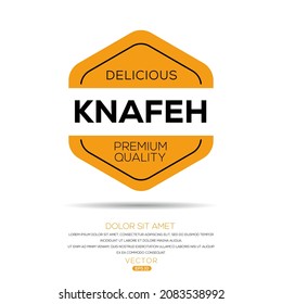 Logo creativo (Knafeh), postre tradicional de Medio Oriente, ilustración vectorial.