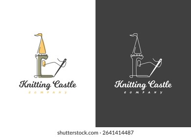 creative knitting logo with castle concept, logo reference for your business.
