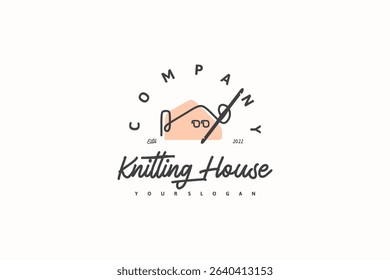 creative knitting logo with house concept, knitting house logo, logo reference for your business.