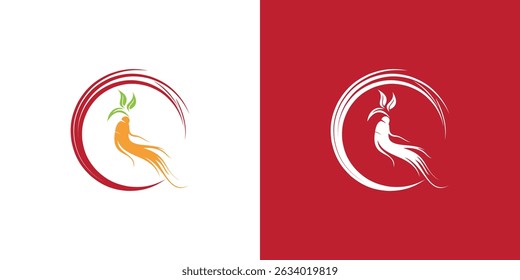 Creative korean gingseng logo design with unique concept premium vector