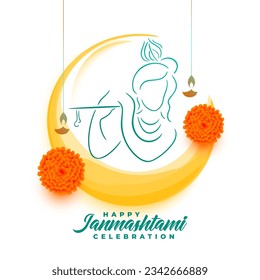 creative krishna janmashtami festival greeting card design vector