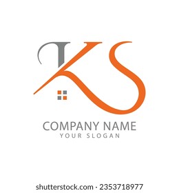 Creative KS Letter Home logo design template vector