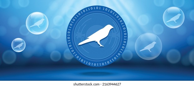 Creative Kusama (KSM) crypto currency coin with symbol of the virtual electronic cash. Vector illustration template for banners, web backgrounds and wallpaper design. 