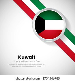 Bandera nacional creativa de Kuwait en círculo. Día de la Independencia de Kuwait país con antecedentes clásicos