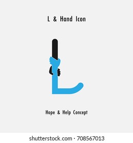 Creative L- alphabet icon abstract and hands icon design vector template.Business offer,partnership,hope,support or help concept.Corporate business and industrial logotype symbol.Vector illustration
