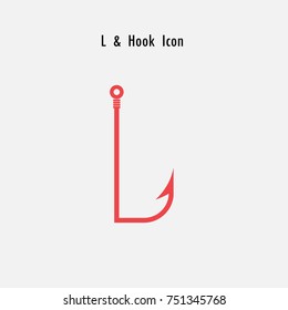 Creative L- Letter icon abstract and hook icon design vector template.Fishing hook icon.Alphabet icon.Vector illustration