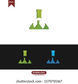 Creative lab logo with bottle lab vector design template