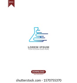 Creative lab logo with bottle lab vector design template