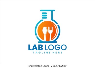 Creative lab and restaurant logo for culinary branding with a science twist