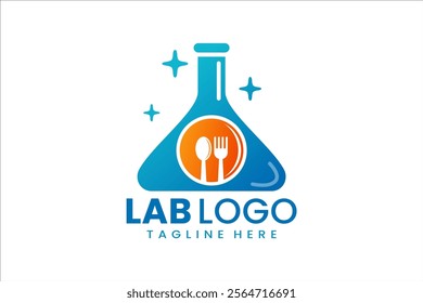 Creative lab and restaurant logo for culinary branding with a science twist