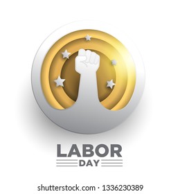 Creative Labor Day Design. Circle Paper Art Style