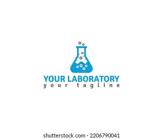 Creative Laboratory Logo Design Concept. Science Laboratory Liquid Bottle Medical Resources Vector Template.