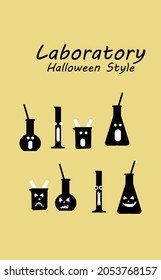 Creative Laboratory test tube with halloween scary face vector and illustration design ,Lab halloween sign and symbol vector icon ,Horror decorative halloween test tube lab 