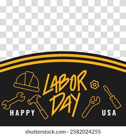 Creative Labour Day Artwork Featuring Tools and Black Elements