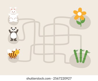 Creative Labyrinth Maze for Kids with Illustrated Elements