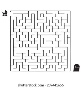 Creative with a labyrinth on life's path. Vector illustration.