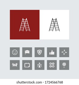 Creative Ladders Line Icon with Bonus Icons. 