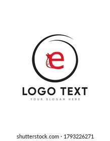 Creative ladybug style letter type E logo template, vector logo for business and company identity 