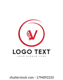 Creative ladybug themed letter type V logo template, Vector logo for business and company identity 