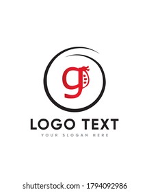 Plantilla de logotipo de tipo de letra G con temática de ladybug creativo, logotipo de vectores para identidad empresarial y de empresa 