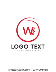 Tipo de letra con temática de ladybug creativo plantilla de logotipo W, logotipo vector para identidad de empresa y empresa 