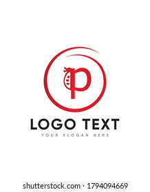 Creative Ladybug-Motivbuchstaben Typ P Logo-Vorlage, Vektorlogo für Unternehmen und Firmenidentität 