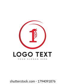 Creative ladybug themed number type 1 logo template, Vector logo for business and company identity 
