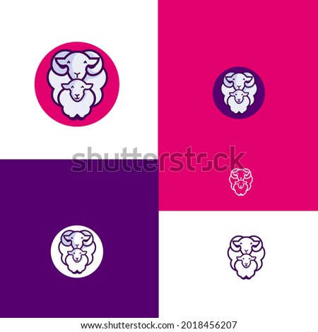 creative lamb sheep logo design vector illustration isolated on white background