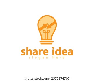 creative lamp with arrows facing each other [share symbol] logo design template