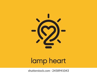 creative lamp with heart logo design vector