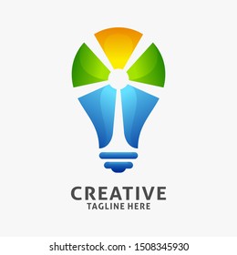 Creative lamp logo design with colors shine