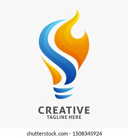 Creative lamp logo design with fire element