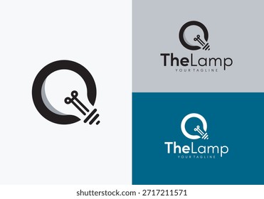 Logotipo da lâmpada criativa Ilustração do vetor Estilo do espaço negativo