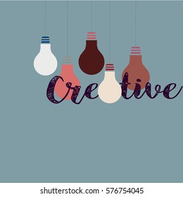 Creative lamps on blue background logo