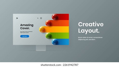 Creative landing page design vector illustration. Abstract desktop mockup site screen layout.
