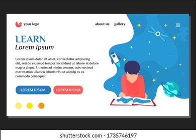 Plantilla de página de aterrizaje creativo Diseño-Plantilla gratuita Astronauta de aprendizaje infantil