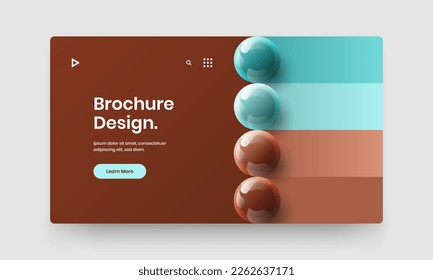 Creative landing page vector design layout. Minimalistic 3D spheres journal cover template.
